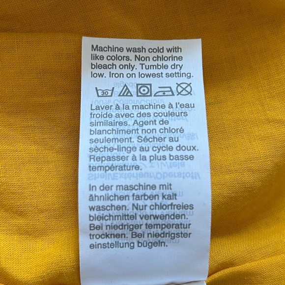 J. Crew Factory V-neck Lace Blouse Peplum Button Down Golden Yellow Size 00 - Picture 12 of 12